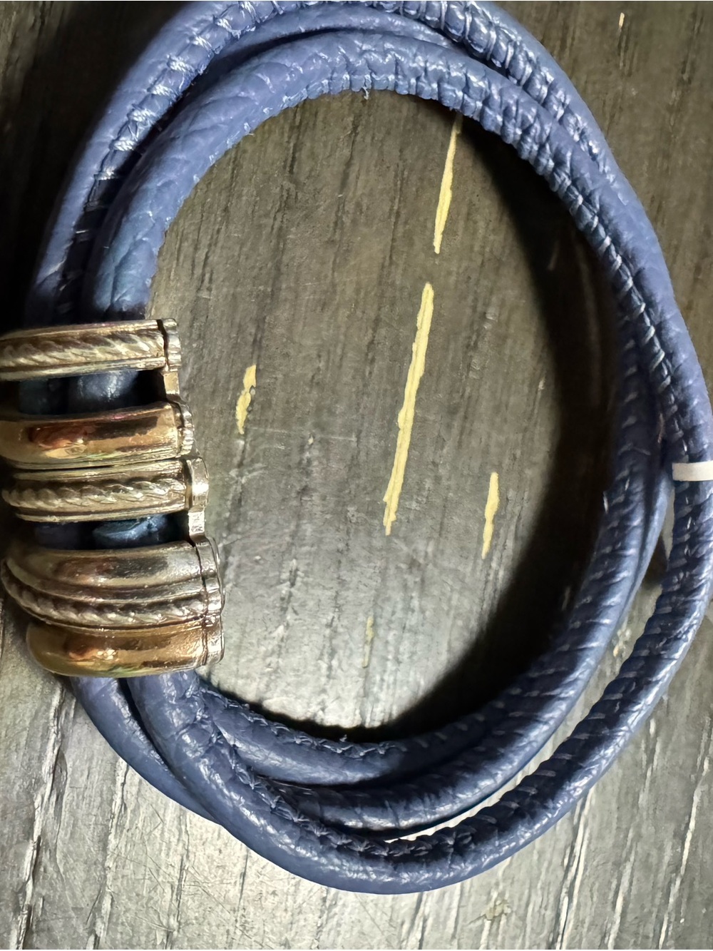 Brighton Men’s Navy Leather Wrap Bracelet with Silver Accents